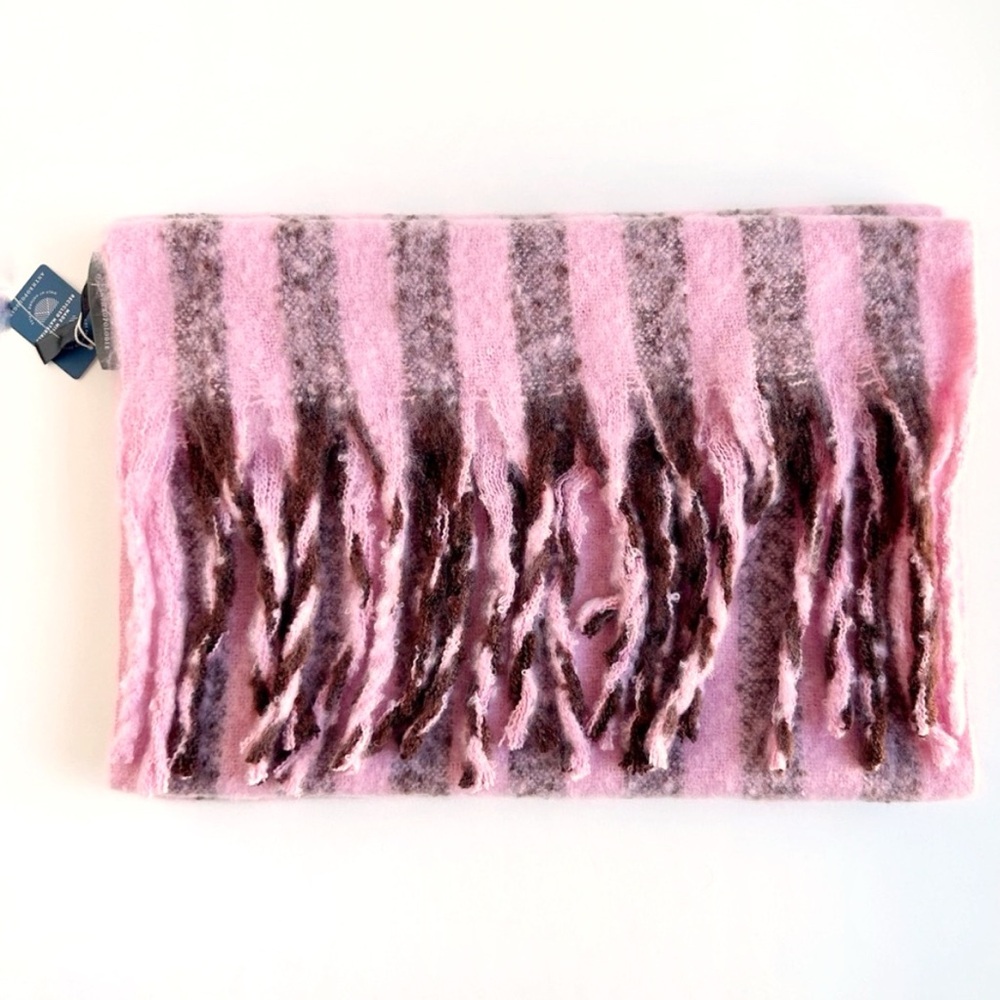 Anthropologie Brushed Woven Scarf: Vertical Stripe Edition in Pink Combo - Picture 5 of 7